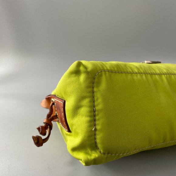 Dooney & Burke Green Nylon Brown Leather Trim/Strap Hobo Shoulder Bag - Picture 14 of 15